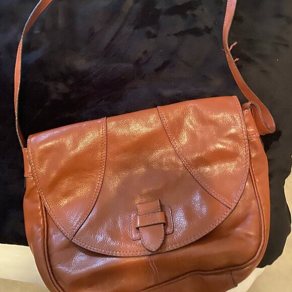 Brown leather shoulder bag - Picture 1 of 4